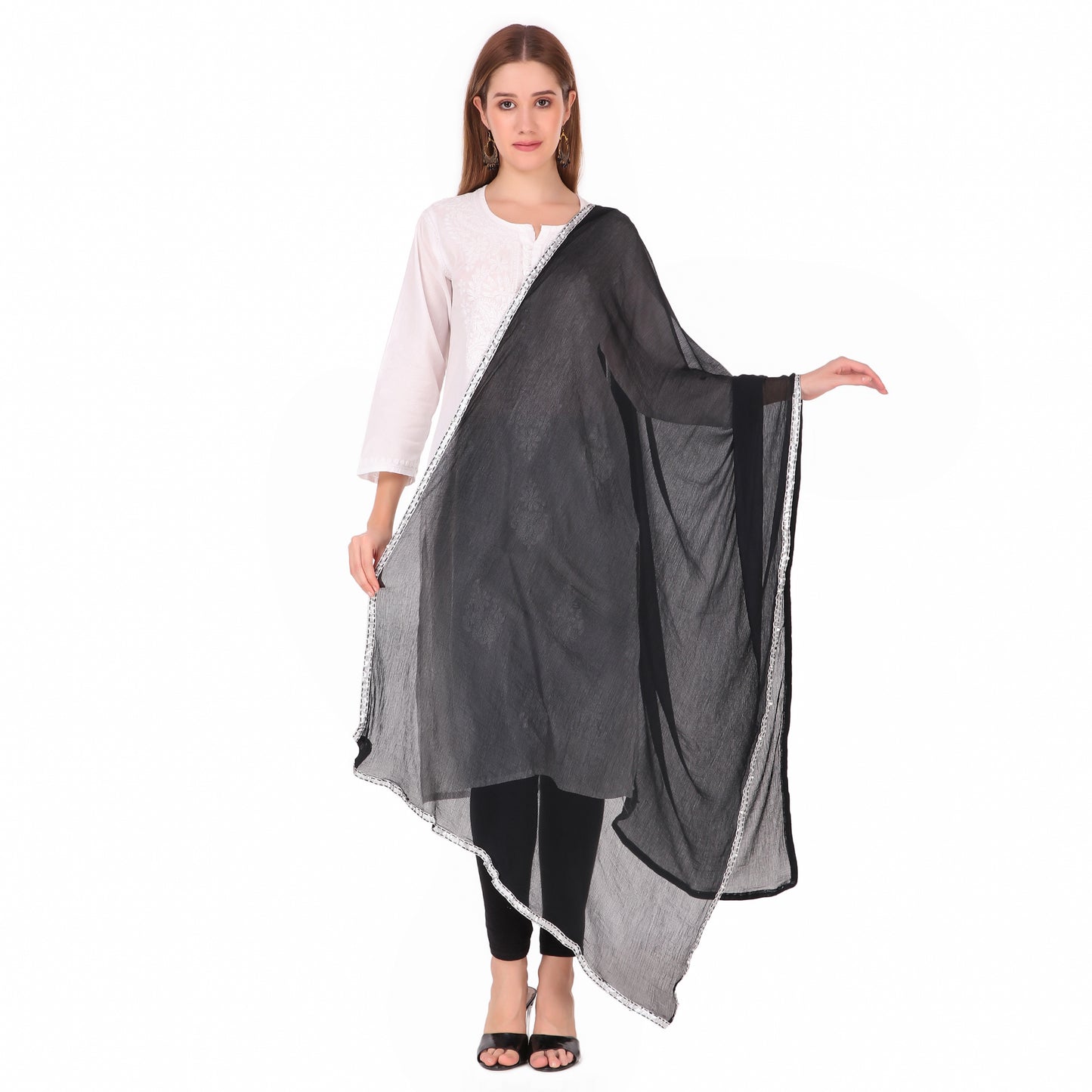 Black Chiffon Embellished Dupatta