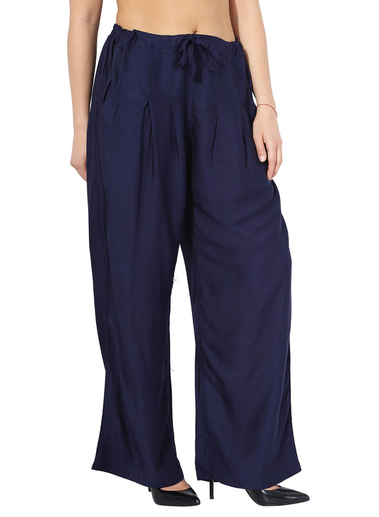 Navy Blue Colour Rayon Palazzo