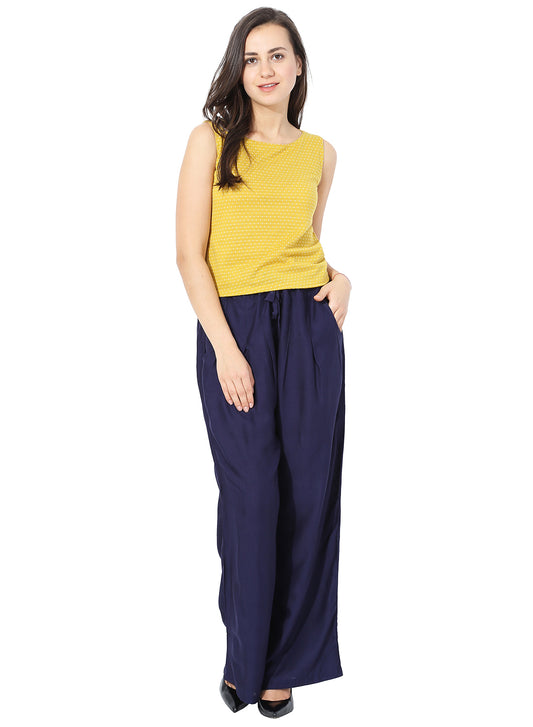 Navy Blue Colour Rayon Palazzo