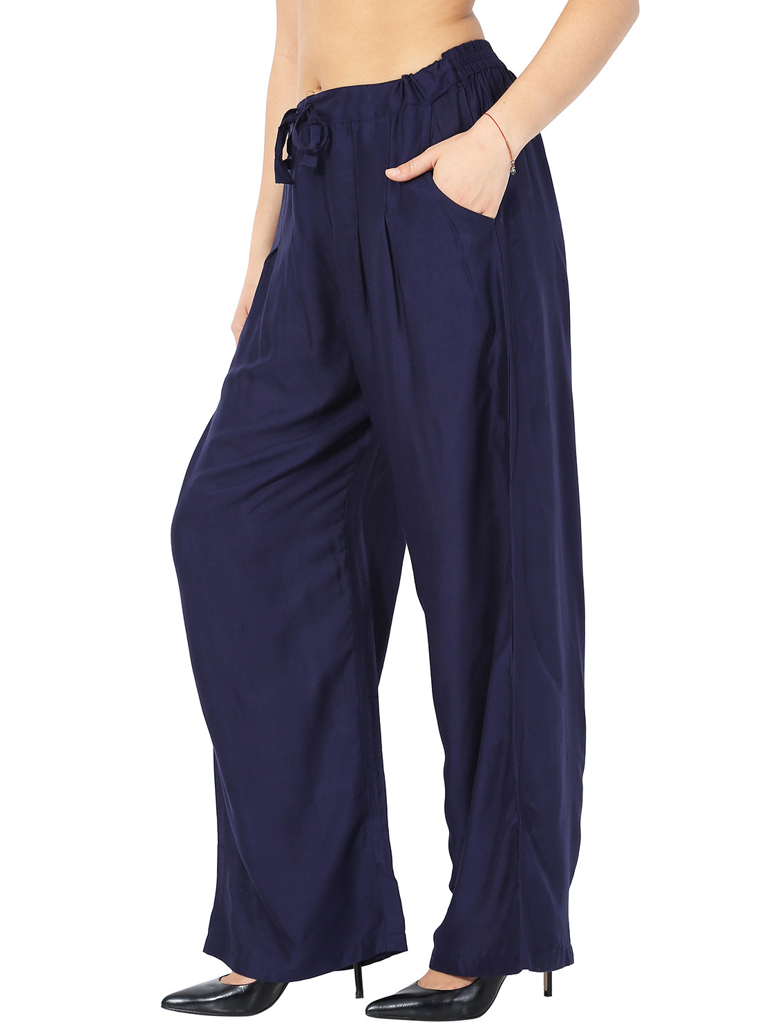 Navy Blue Colour Rayon Palazzo