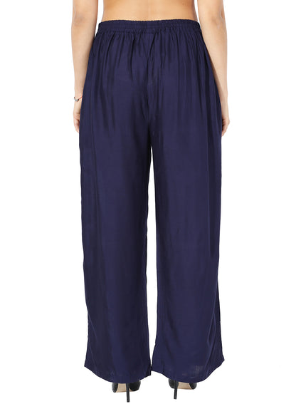 Navy Blue Colour Rayon Palazzo