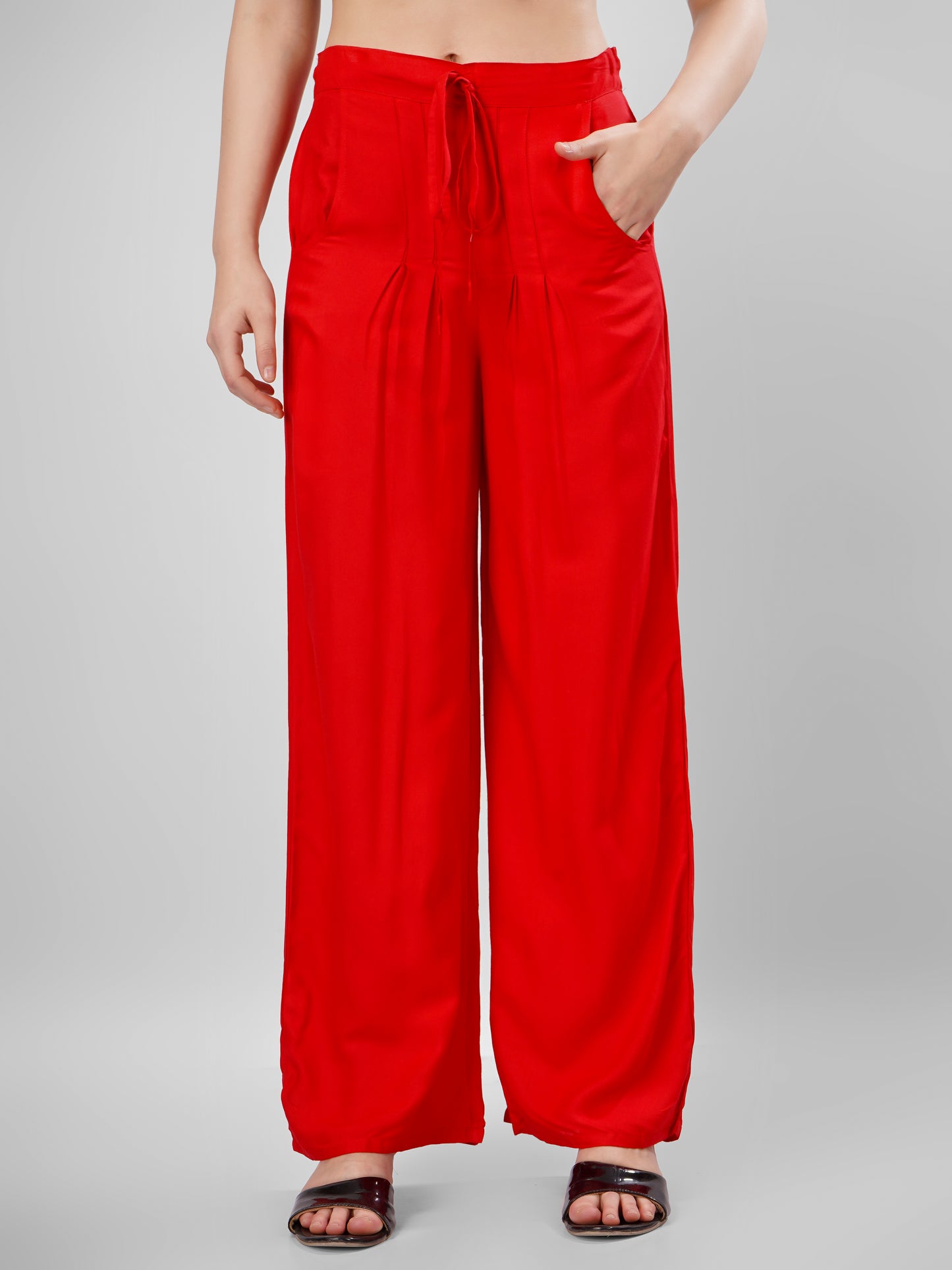 Red Colour Rayon Palazzo