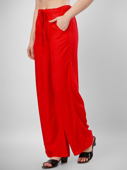 Red Colour Rayon Palazzo