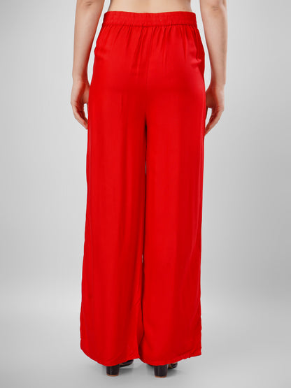 Red Colour Rayon Palazzo