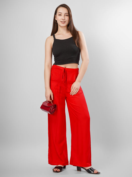Red Colour Rayon Palazzo