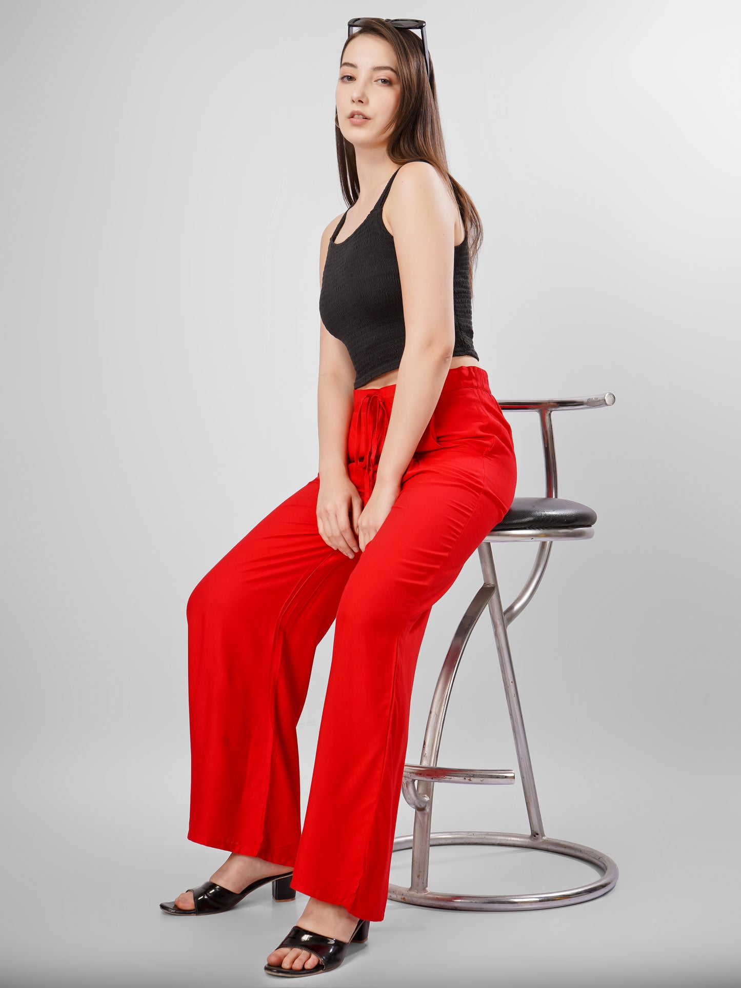 Red Colour Rayon Palazzo