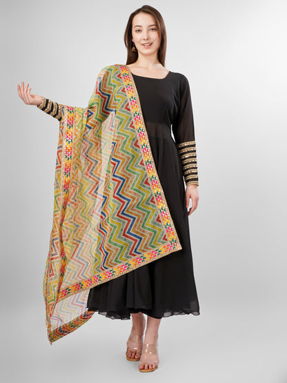 Multicolour Organza Embellished Dupatta