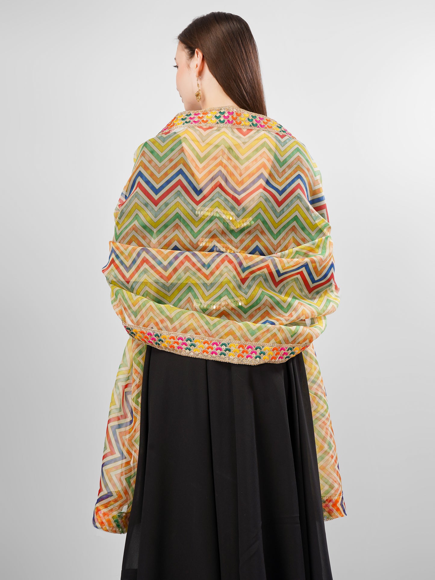 Multicolour Organza Embellished Dupatta