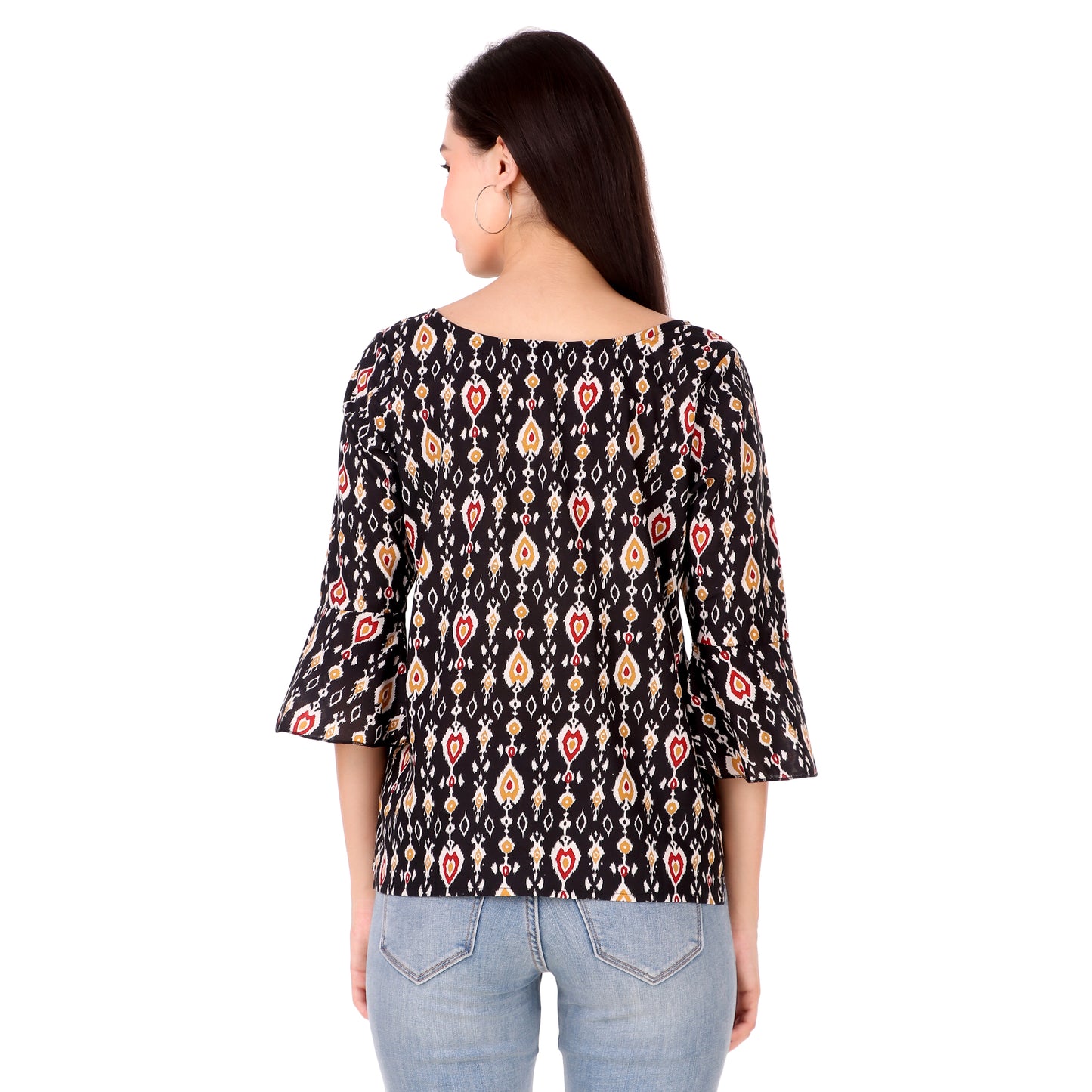 Black Printed Cotton Top