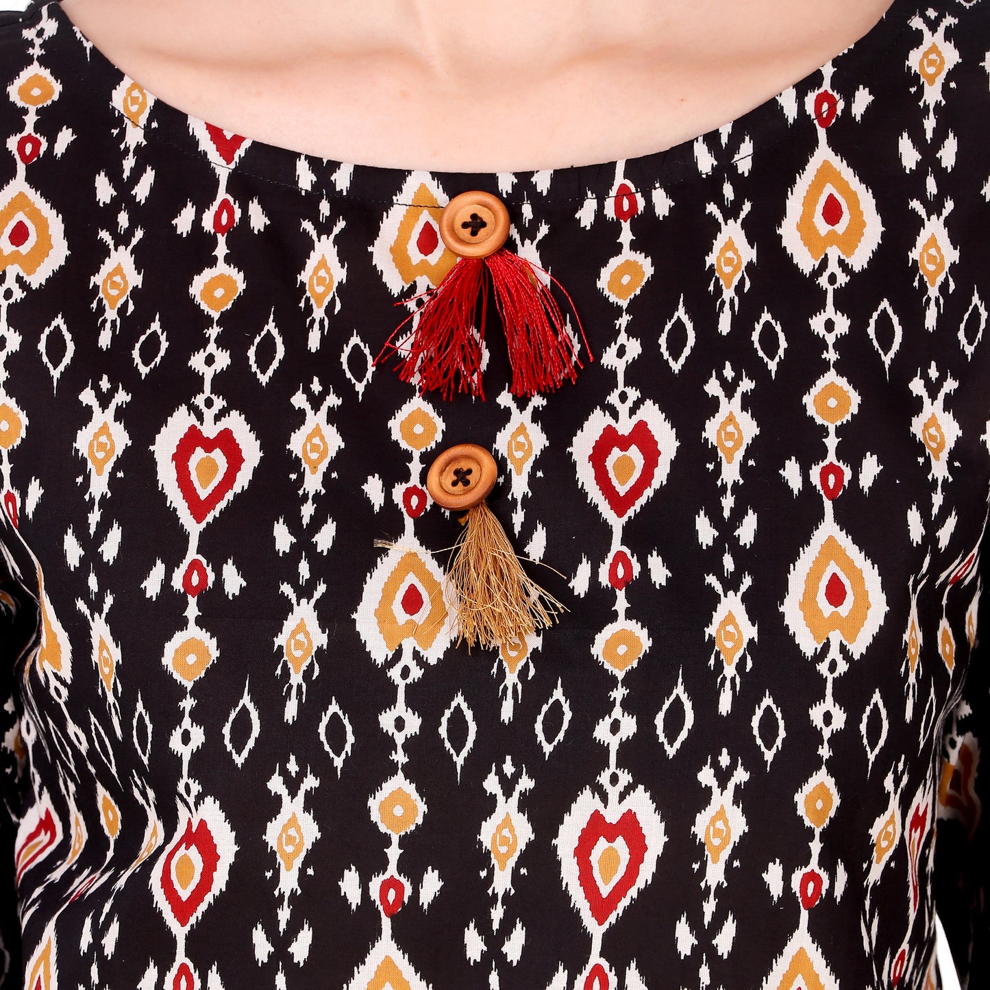 Black Printed Cotton Top