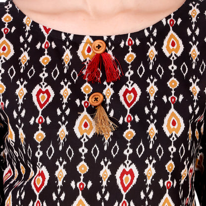 Black Printed Cotton Top