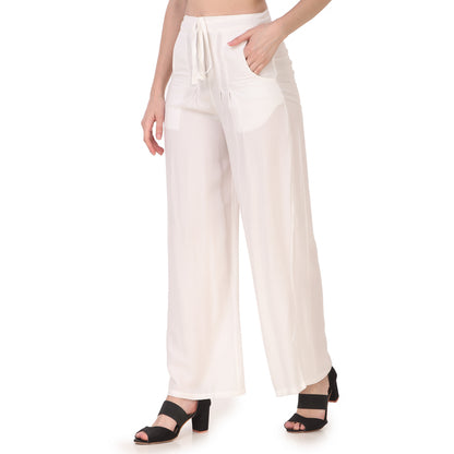 White Colour Rayon Palazzo