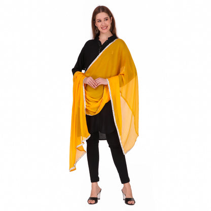 Yellow Chiffon Embellished Dupatta