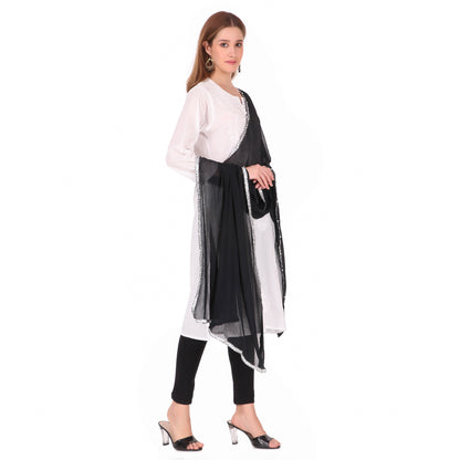 Black Chiffon Embellished Dupatta