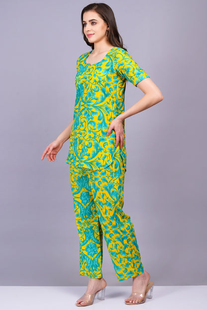 Green Printed Cotton Co-Ord Set