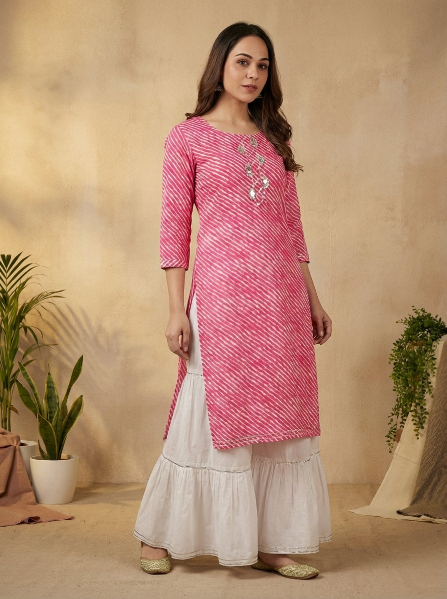Pure Cotton Leheria Kurti