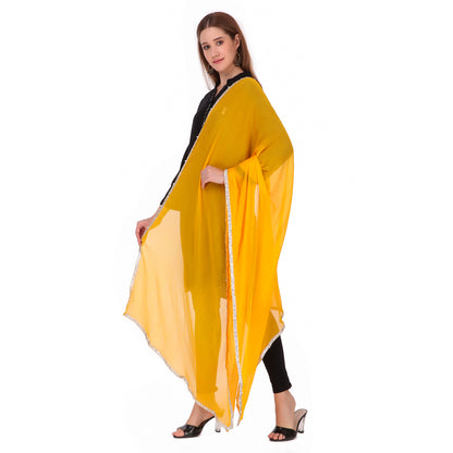 Yellow Chiffon Embellished Dupatta