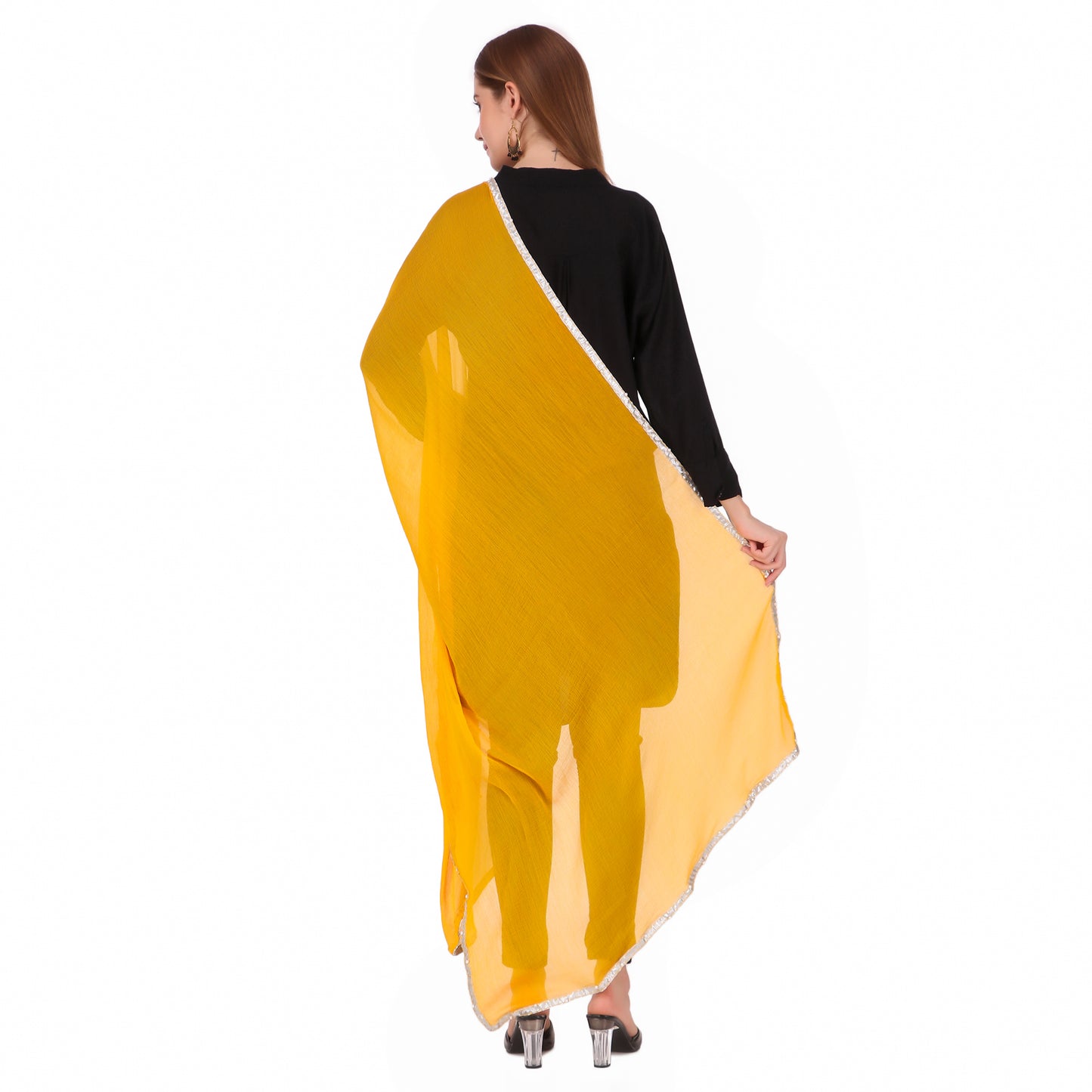 Yellow Chiffon Embellished Dupatta